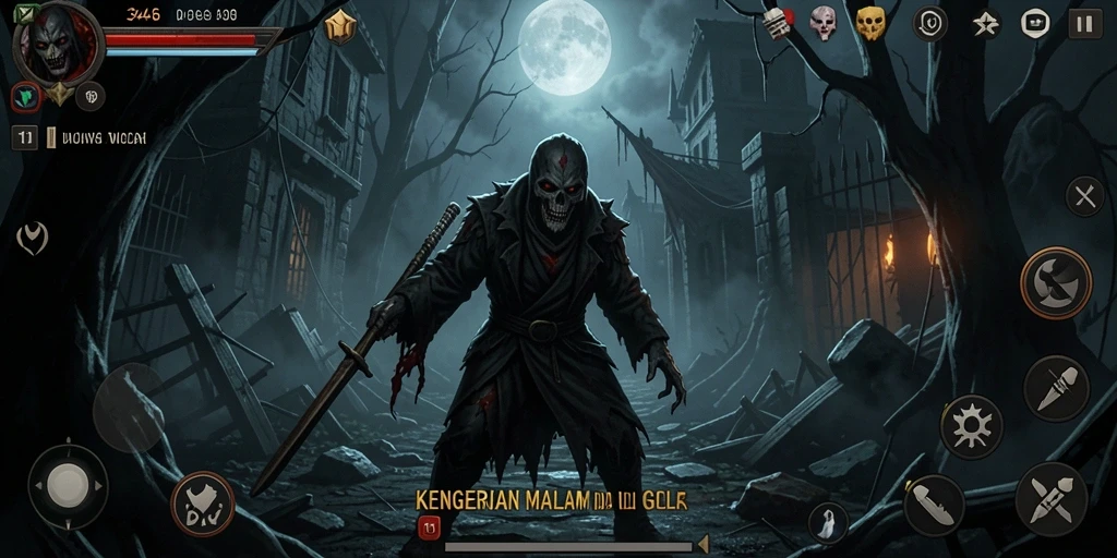 Screenshot menampilkan suasana mencekam dalam gameplay Horror 3446.