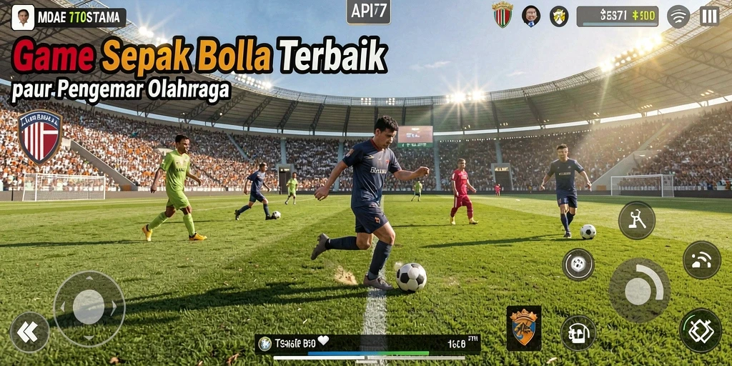 Tampilan gameplay menarik dari API77 dengan pemain dan stadion.