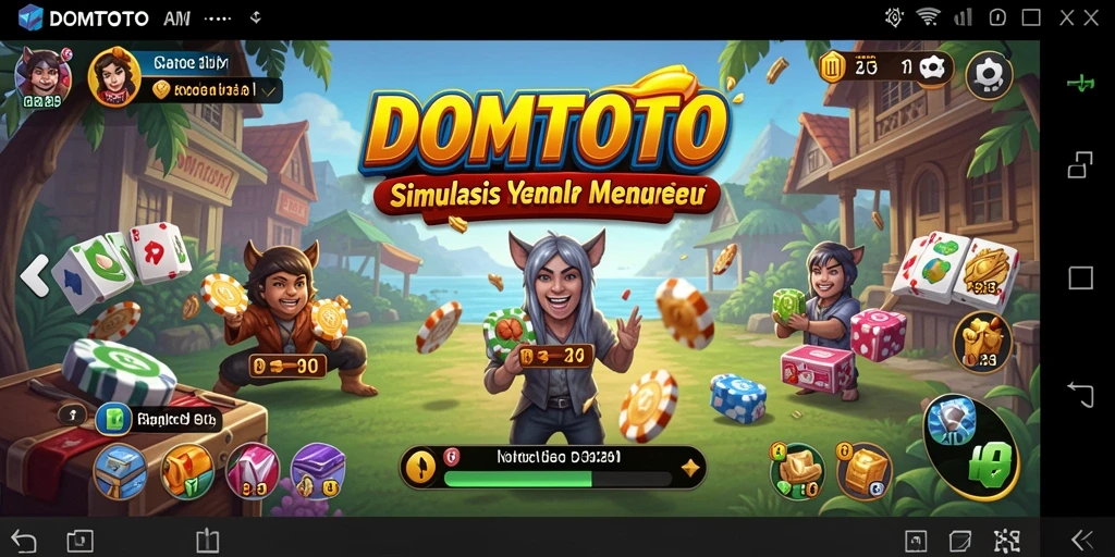 Screenshot menunjukkan gameplay menarik dari DOMTOTO dengan karakter yang berinteraksi.