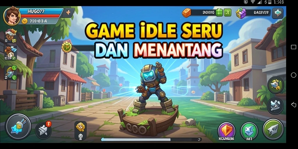 Tampilan gameplay HUGO77 dengan elemen Idle yang menarik.