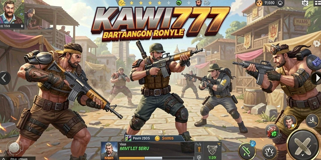 Gameplay seru KAWI777 dalam arena Battle Royale.