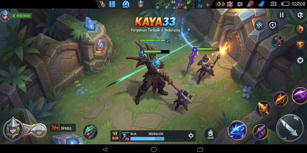 Screenshot KAYA33 menampilkan aksi gameplay MOBA yang menarik.
