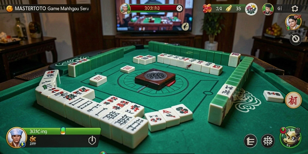 Tampilan gameplay MASTERTOTO yang menarik dengan ubin Mahjong berwarna-warni.