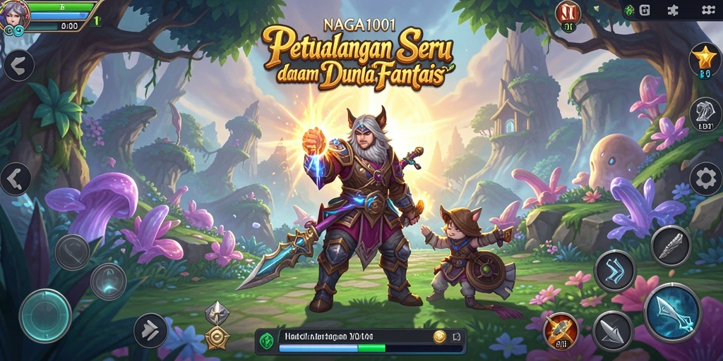Screenshot gameplay NAGA1001 yang menunjukkan aksi pertarungan epik.