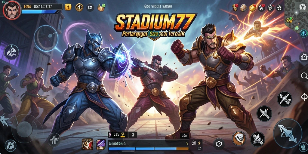 Screenshot gameplay STADIUM77 dengan pertarungan seru.