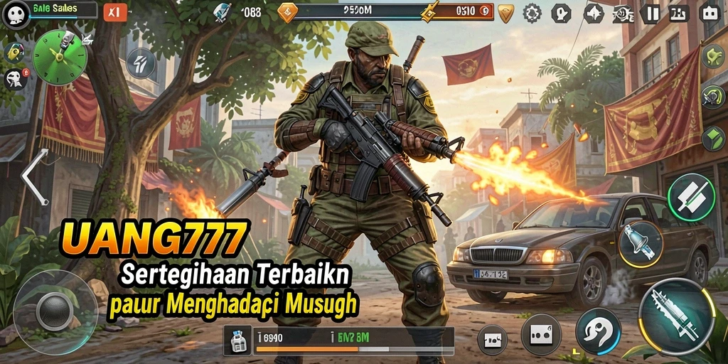 Tampilan gameplay UANG77 yang intens dan strategis dalam Tower Defense.